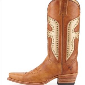 Frye brown and tan leather cowboy boots